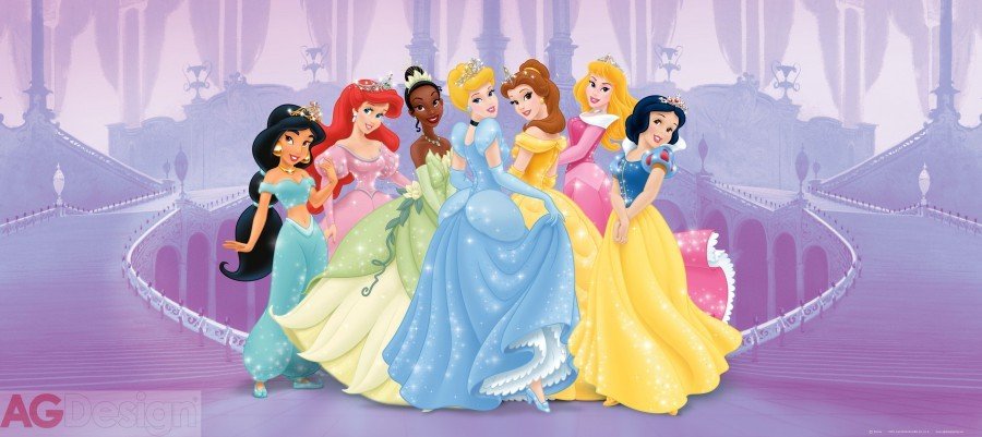 Vliesová fototapeta dětská Princezny na zámku FTDNH-5318 / Dětské obrazové tapety na zeď Disney Princess (202 x 90 cm) AG Design