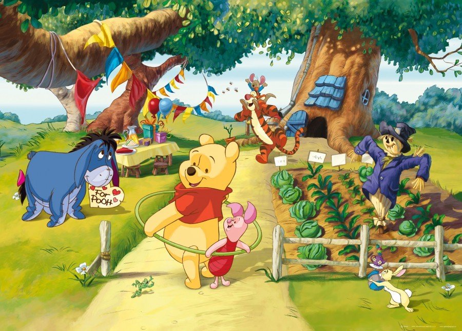 Vliesová fototapeta Medvídek Pú slaví narozeniny FTDNM-5216 / Dětské fototapety 1-dílné Disney Pooh (160 x 110 cm) AG Design