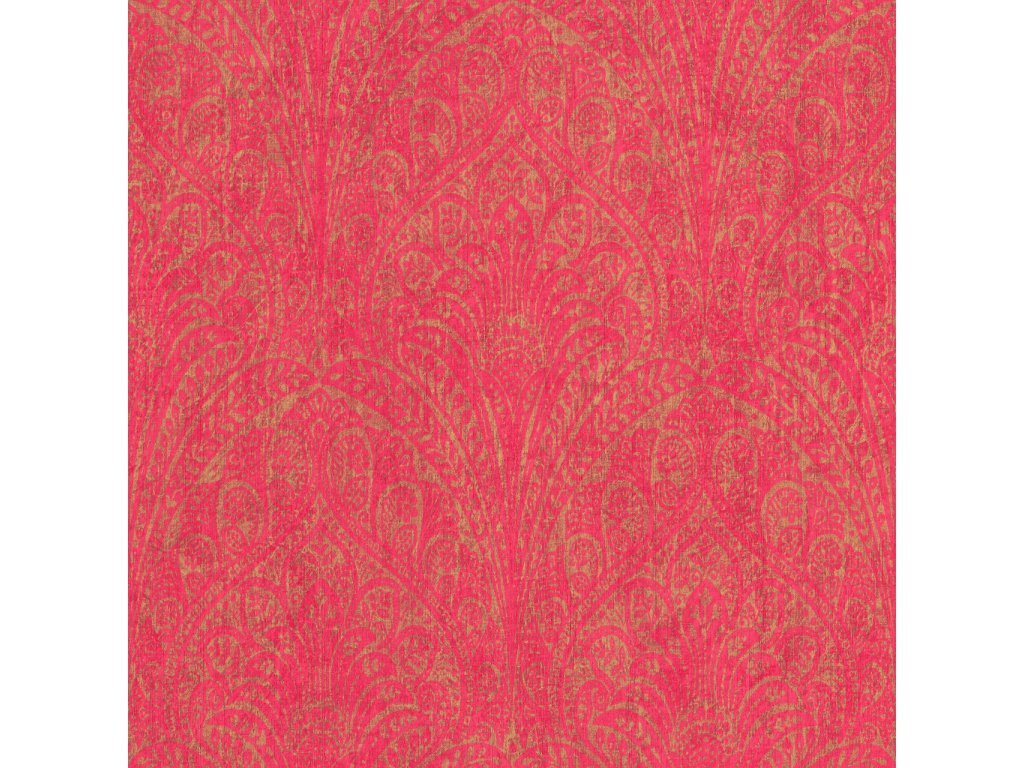 Vliesová tapeta červený zámecký vzor 746365 / Tapety na zeď Indian style (0,53 x 10,05 m) Rasch
