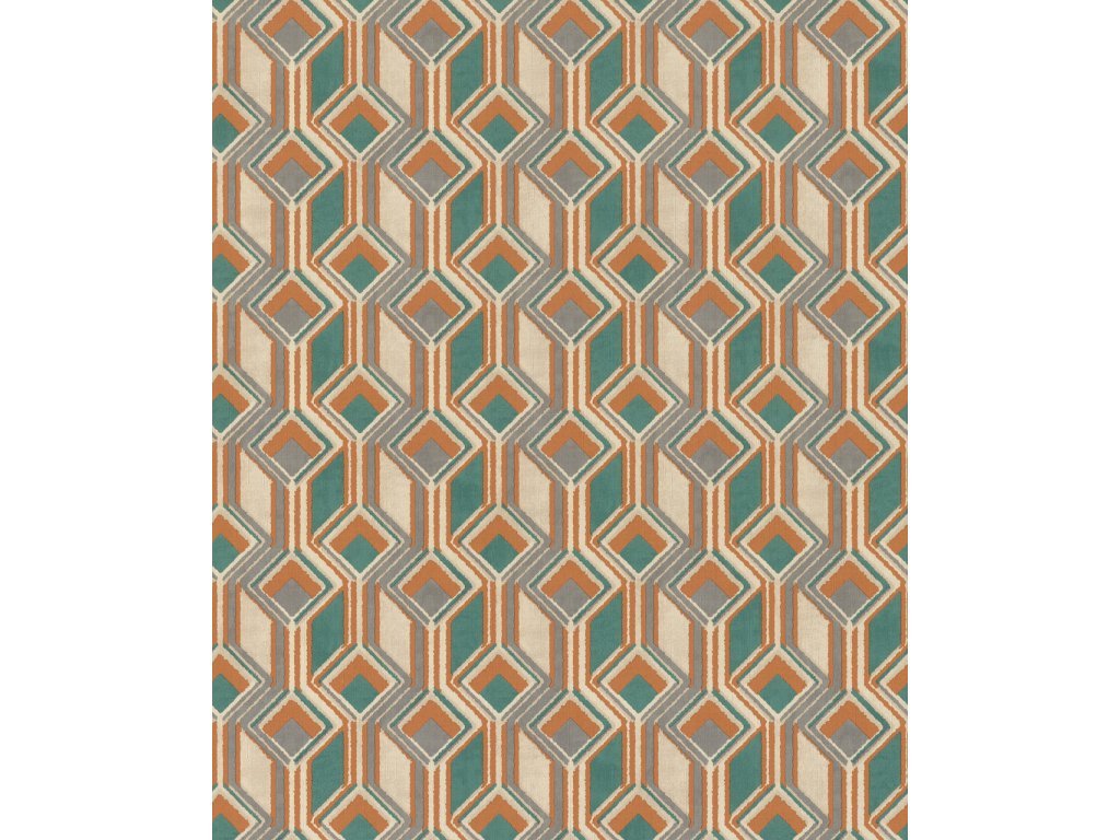 Vliesová tapeta béžová, oranžová, tyrkysová - geometrická, retro 746525 / Tapety na zeď Indian style (0,53 x 10,05 m) Rasch