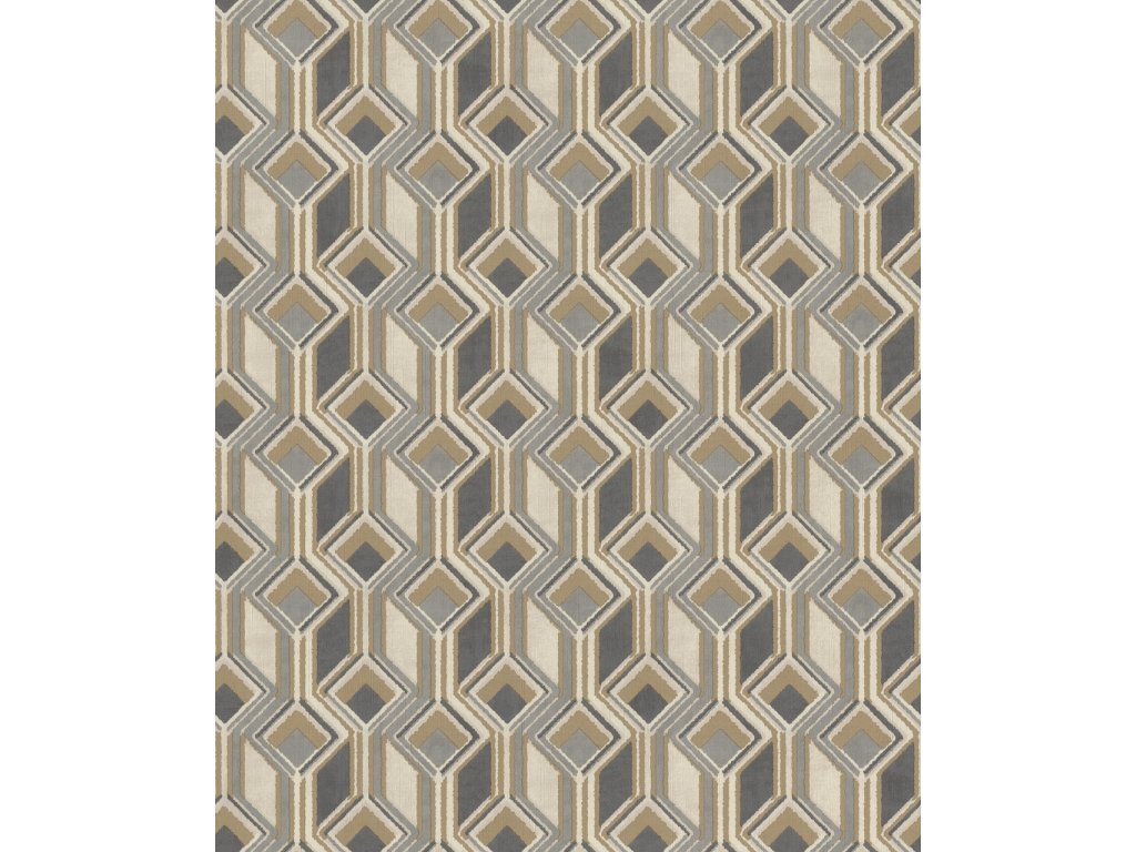 Vliesová tapeta černá, šedá - geometrická, retro 746532 / Tapety na zeď Indian style (0,53 x 10,05 m) Rasch