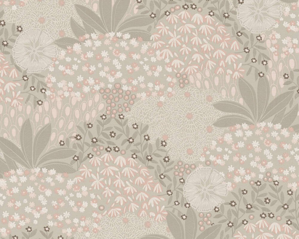 Vliesová tapeta retro, růžové, šedé rostliny 387402 / Tapety na zeď 38740-2 Nara (0,53 x 10,05 m) A.S.Création