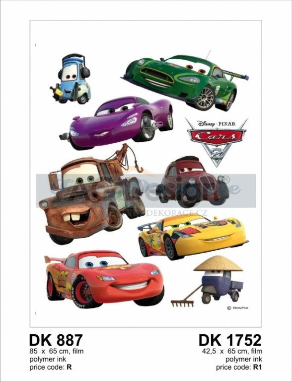 Samolepící dekorace na zeď 42,5 x 65cm Disney Cars AGF1752 AG Design