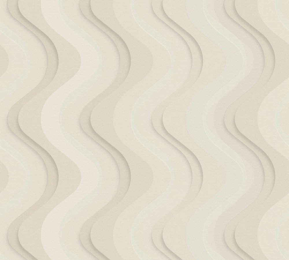 Vliesová tapeta geometrický vzor vlnky, béžová, šedá, bílá 664-01 / Tapety na zeď Balade 376041 (0,53 x 10,05 m) Dekens