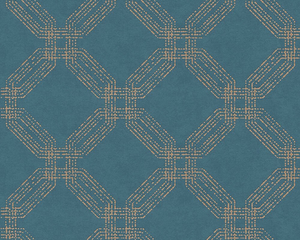 Vliesová tapeta grafická - modrá, zlatá, metalická 374773 / Tapety na zeď 37477-3 Pop Style (0,53 x 10,05 m) A.S.Création