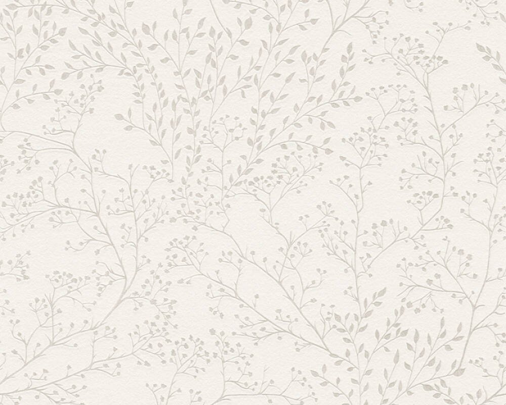 Vliesová tapeta listy s leskem, přírodní motiv, bílá, krémová 381001 / Tapety na zeď 38100-1 Trendwall 2 (0,53 x 10,05 m) A.S.Création