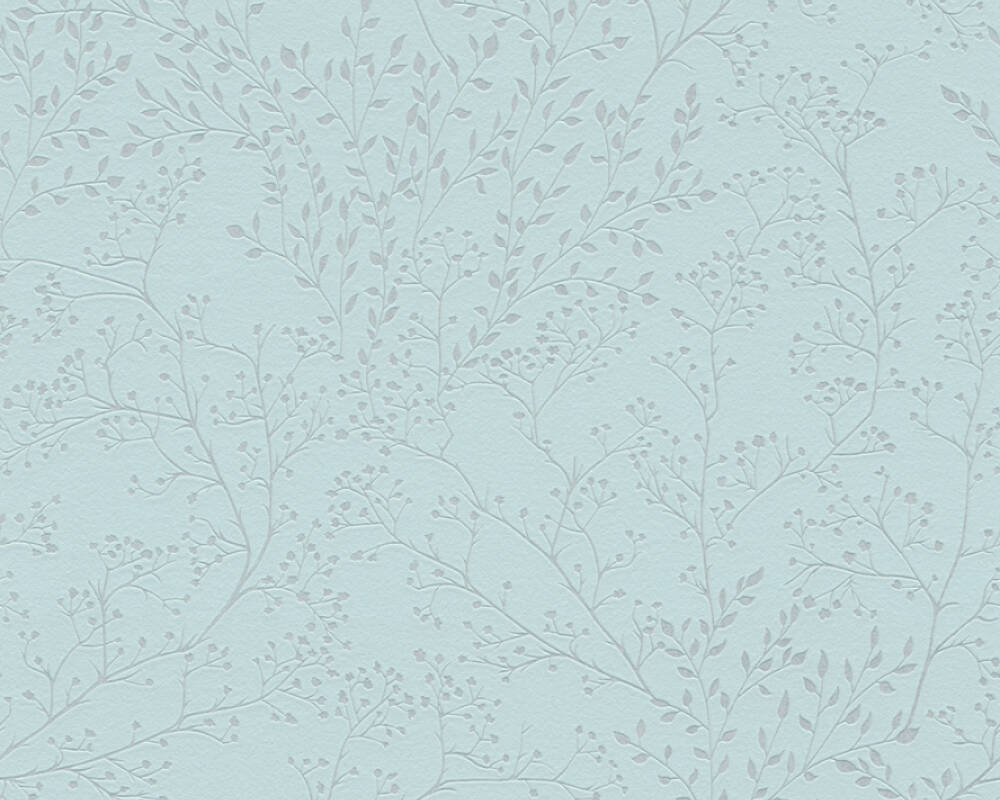 Vliesová tapeta listy s leskem, přírodní motiv, tyrkysová, zelená, modrá 381003 / Tapety na zeď 38100-3 Trendwall 2 (0,53 x 10,05 m) A.S.Création