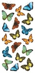 Samolepicí dekorace Colourful Butterflies 59455 / Samolepky na zeď Crearreda (15 x 31 cm)