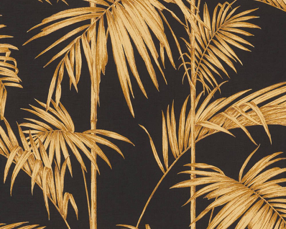 Vliesová tapeta palmové listy 36919-5, barva černá, zlatá / vliesové tapety na zeď 369195 Metropolitan Stories (0,53 x 10,05 m) A.S.Création