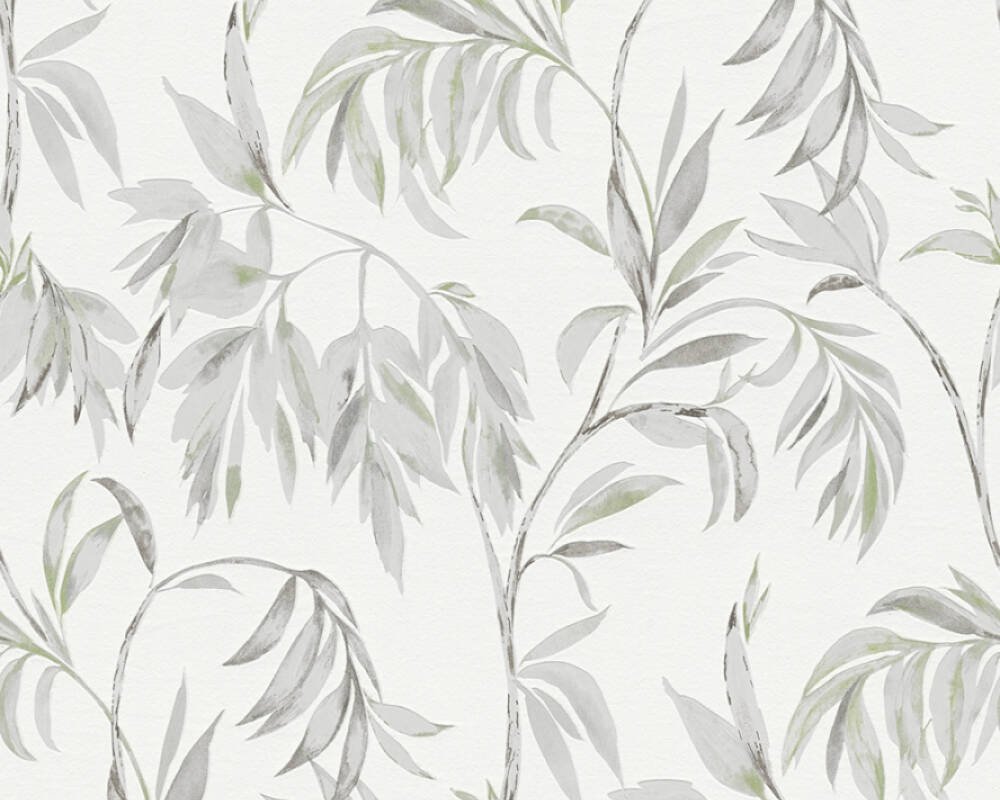 Vliesová tapeta hnědé, zelené listy na bílém podkladu 378303 / Tapety na zeď 37830-3 Attractive (0,53 x 10,05 m) A.S.Création