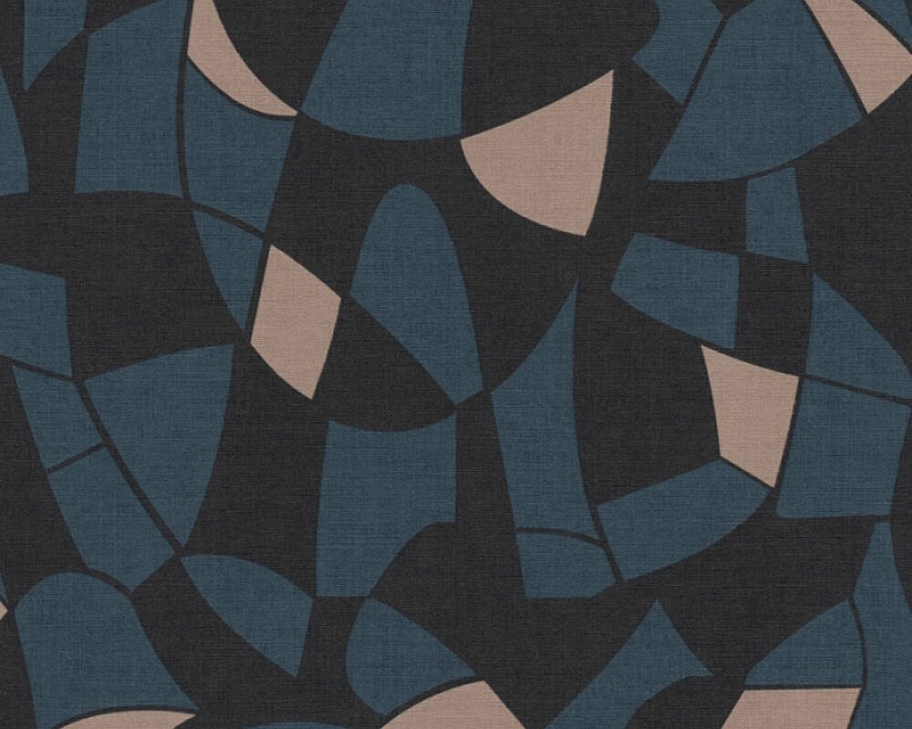 Vliesová tapeta geometrický vzor - černá, modrá 390935 / Tapety na zeď 39093-5 Antigua (0,53 x 10,05 m) A.S.Création
