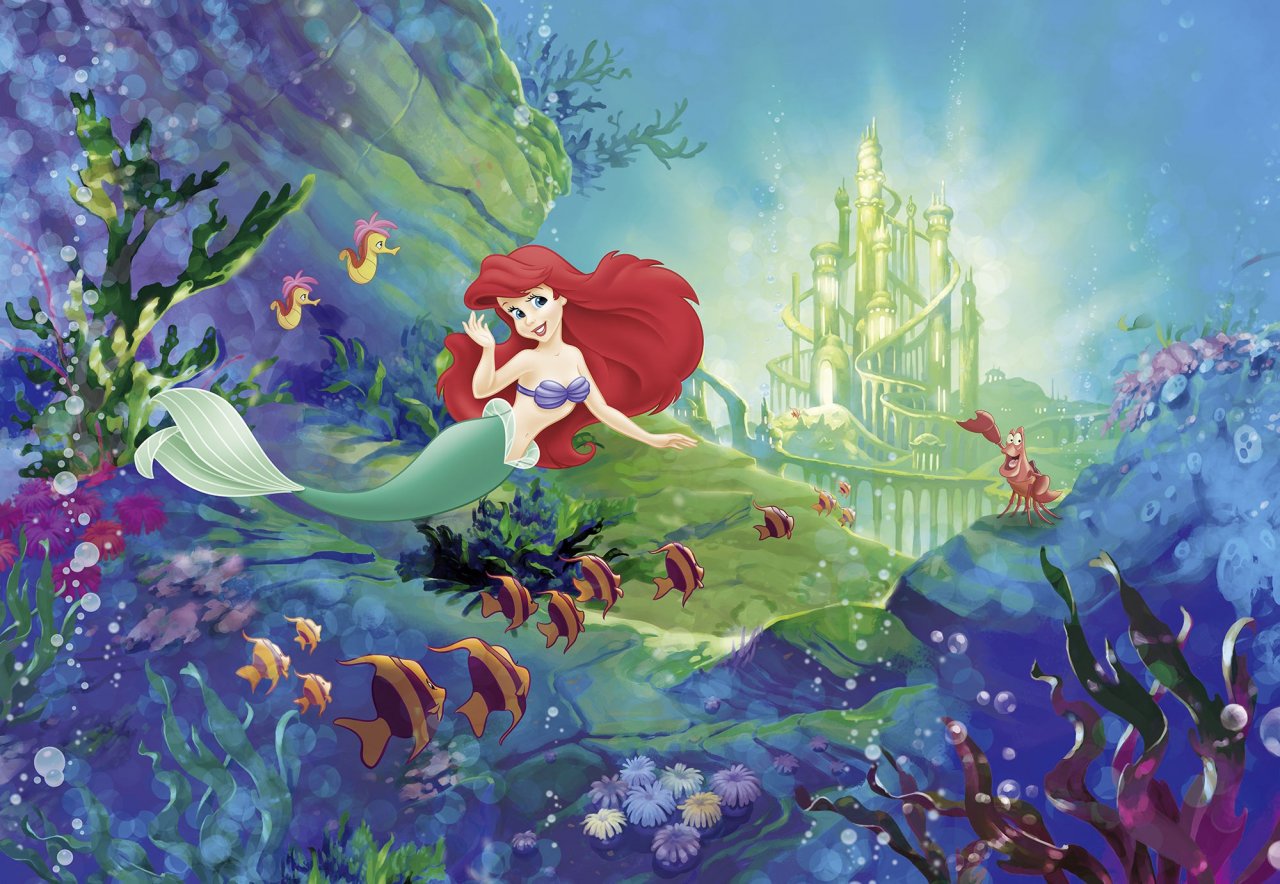 Dětská fototapeta Ariel's Castle 8-4021 Podmořský zámek Ariel Disney / Obrazové tapety a fototapety na zeď Komar (368 x 254 cm)