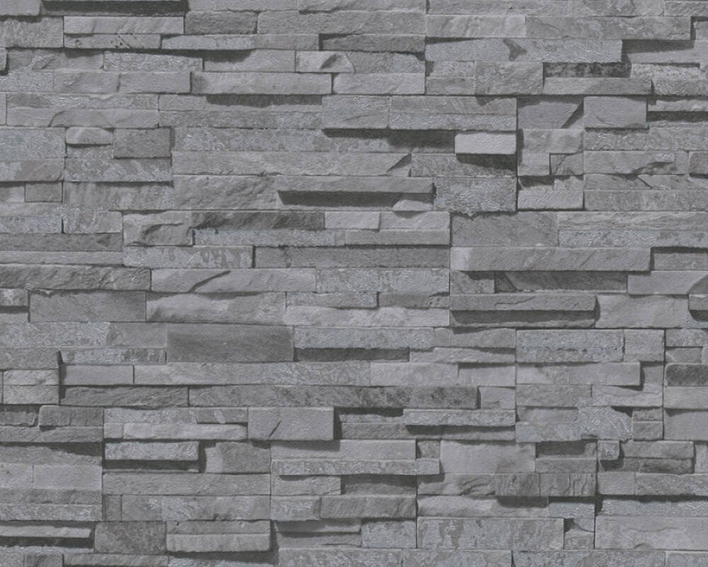 Vliesová tapeta 3D efekt štípaný kámen, břidlice - šedá, černá 4002388163 (0,53 x 10,05 m) A.S.Création