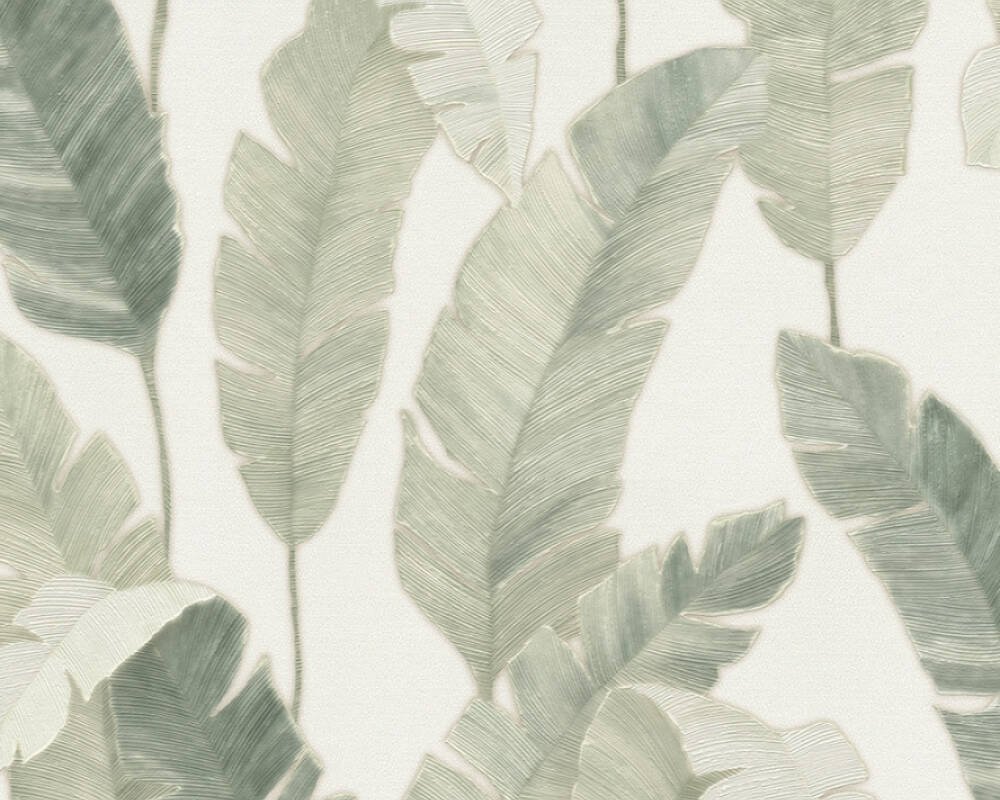 Vliesová tapeta palmové listy - zelená, bílá 4002392184 (0,53 x 10,05 m) A.S.Création