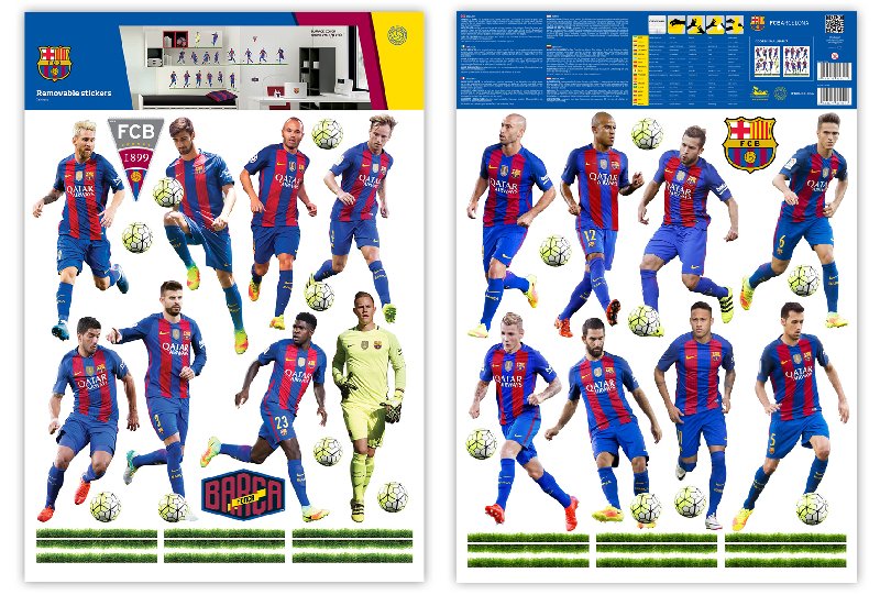 Samolepicí dekorace na stěnu fotbal FC Barcelona team BAR17 / Samolepky na zeď IMAGICOM (50 x 70 cm)