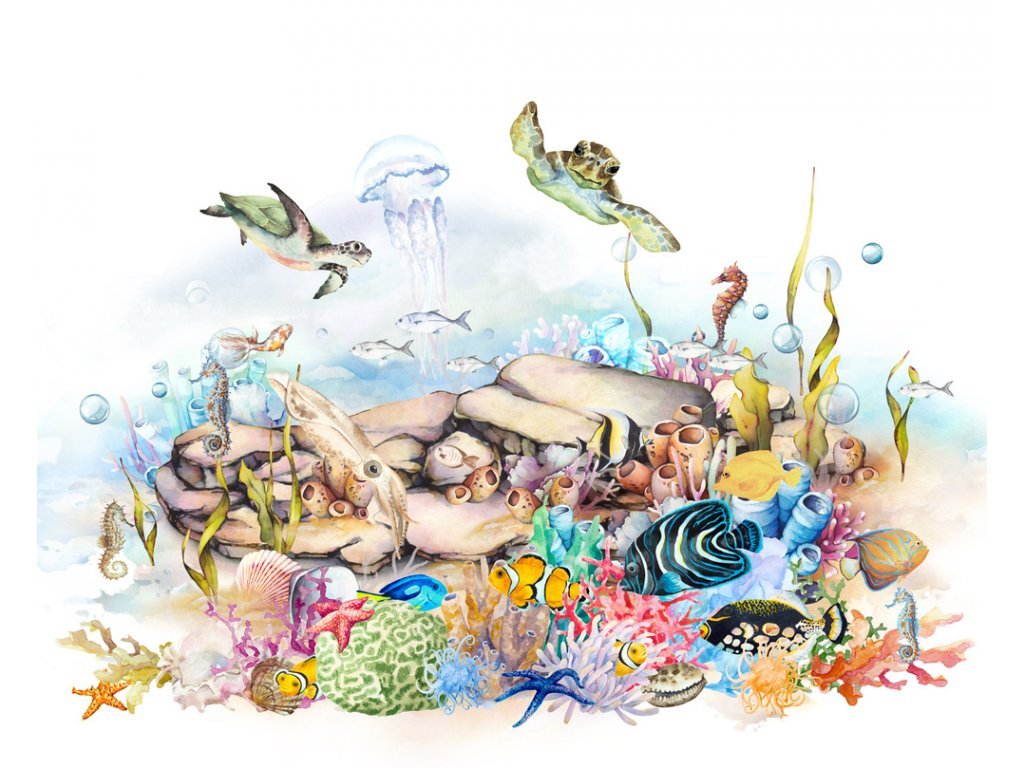 Dětská vliesová fototapeta moře, podmořský svět 365030 / Fototapety na zeď pro děti Kids world (371 x 300 cm) Rasch