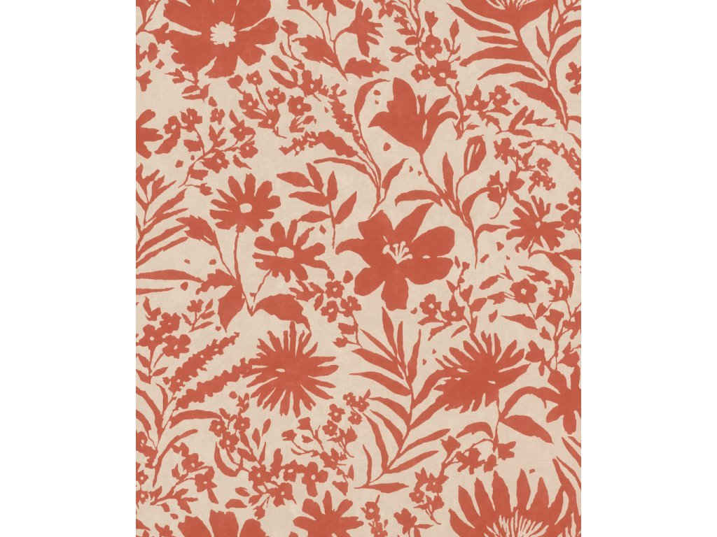 Vliesová tapeta červená - květy, listy 330427 / Tapety na zeď Paraiso (0,53 x 10,05 m) Rasch