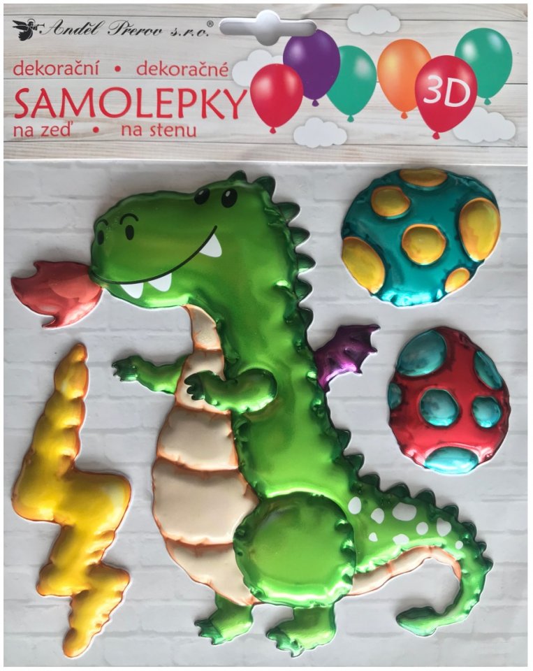 Dětská samolepicí 3D dekorace na stěnu dráček 10441 / Samolepky pro děti ( 18 x 23 cm ) Room Decor