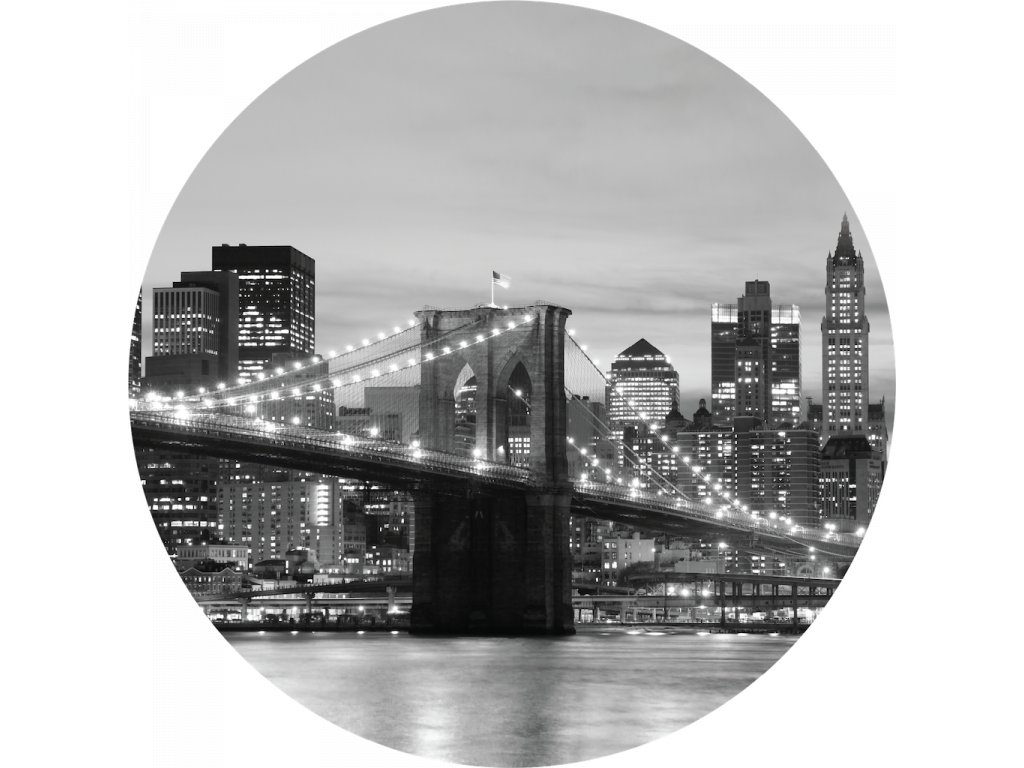 Samolepicí fototapeta Brooklynský most 70x70 cm CR3208 Brooklyn Bridge / kruhové samolepicí vliesové dekorace La Form (ø 70 cm) AG Design