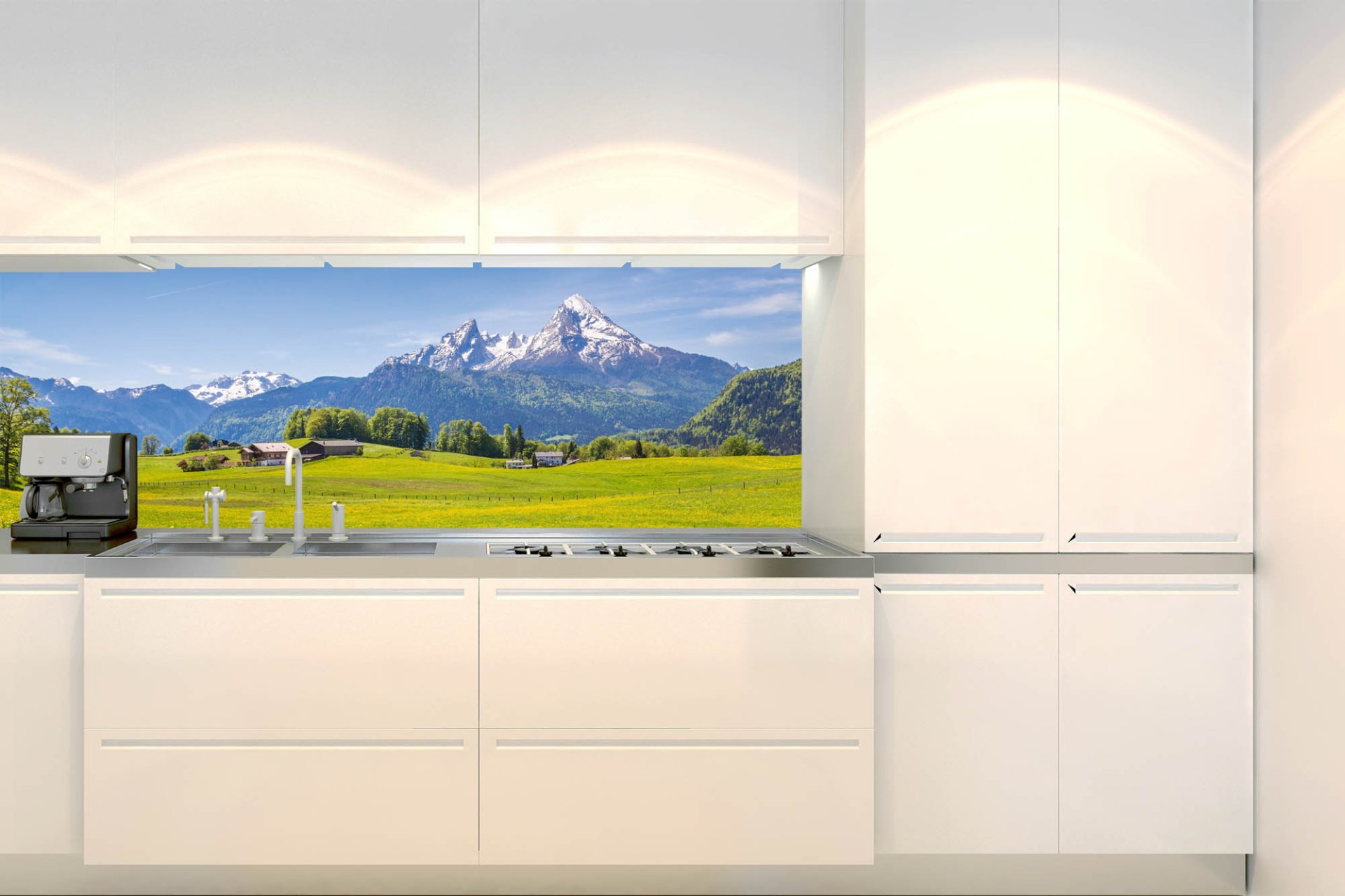 Samolepicí fototapeta na kuchyňskou linku Alpský pohled KI-180-135 / Fototapety do kuchyně Dimex (180 x 60 cm)