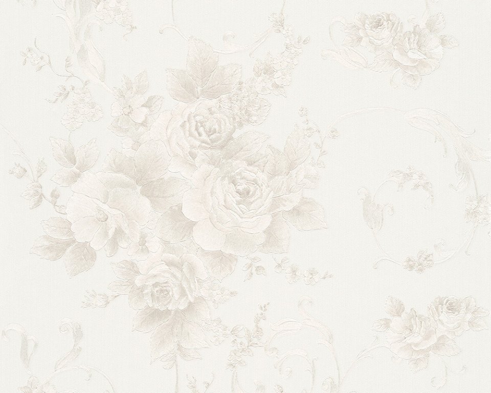 Vliesová tapeta květy šedá, metalická, bílá 30647-2 / Tapety na zeď 306472 Romantico (0,53 x 10,05 m) A.S.Création