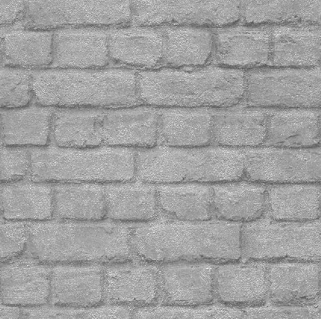 Papírová tapeta 226751 kamenná zeď, cihly, kovově stříbrná / Tapety na zeď Woods Bricks (0,53 x 10,05 m) Rasch