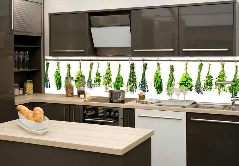 Samolepicí fototapeta do kuchyně zelené bylinky KI260-007 / Fototapety mezi kuchyňskou linku Herbs Dimex (260 x 60 cm)