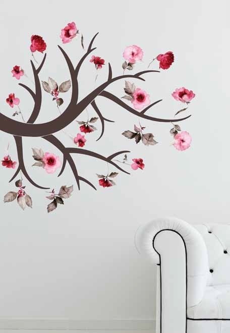 Samolepící dekorace na zeď Flowering Branch 81001 / Samolepka na zeď Crearreda (70 x 100 cm)