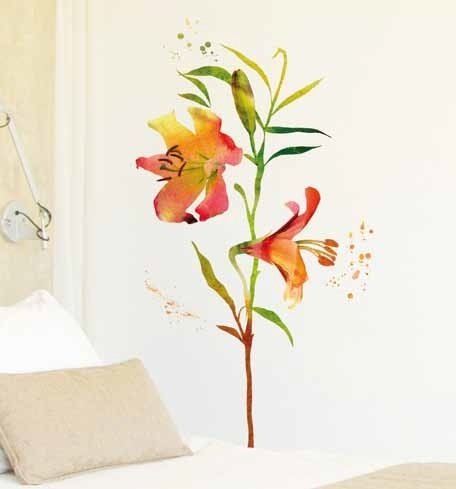 Samolepící dekorace na zeď Watercolour Flowers 57718 / Samolepka na zeď Crearreda (70 x 100 cm)