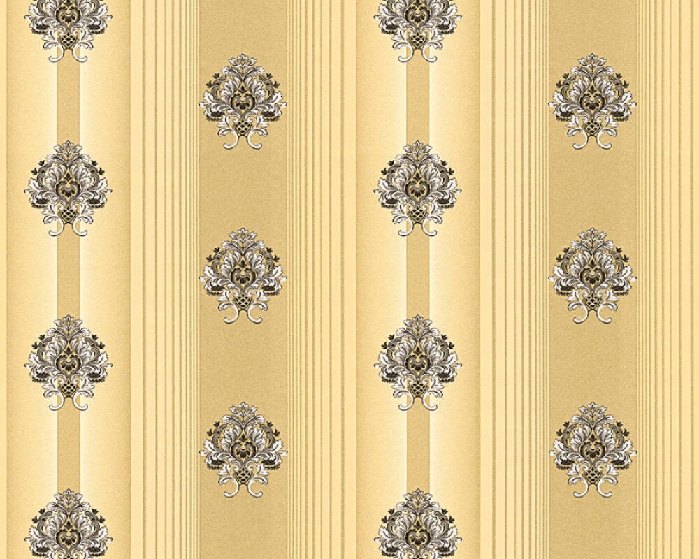 Vliesová neobarokní tapeta s ornamenty a zlatými pruhy - metalická 330841 / Tapety na zeď 33084-1 Hermitage 10 (0,53 x 10,05 m) A.S.Création