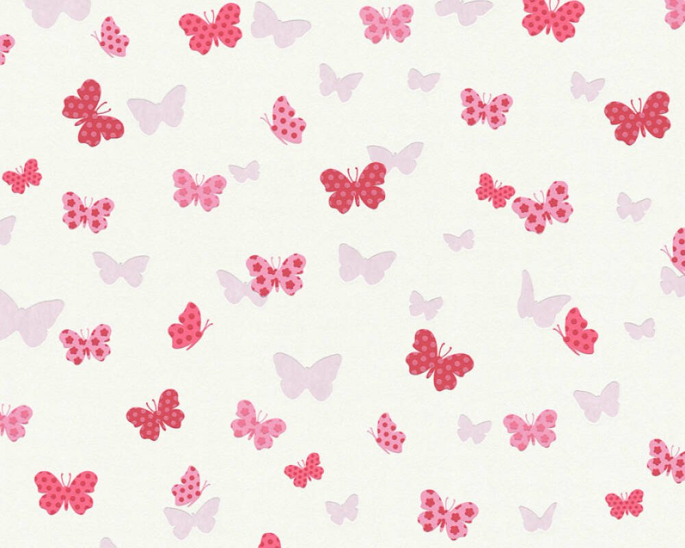Vliesová tapeta dětská červená, růžová, bílá - Motýli 369331 / Tapety na zeď 36933-1 Attractive (0,53 x 10,05 m) A.S.Création