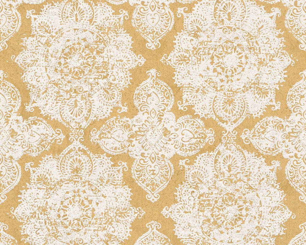 Vliesová tapeta barokní vzor, zlatá, bílá, metalická 370901 / Tapety na zeď 37090-1 Trendwall (0,53 x 10,05 m) A.S.Création