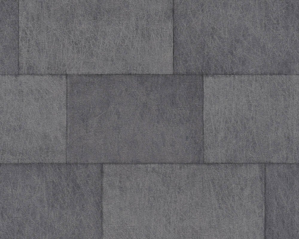 Vliesová tapeta dlaždice s metalickým efektem, barva černá, šedá 382016 / Tapety na zeď 38201-6 Titanium 3 (0,53 x 10,05 m) A.S.Création
