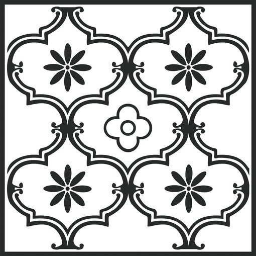 Samolepicí podlahové čtverce PVC černá, bílá dlažba (30,5 x 30,5 cm) 2745052 / samolepící vinylové podlahy - PVC dlaždice retro černo-bílé kachličky Classic Ornament 274-5052 d-c-fix floor