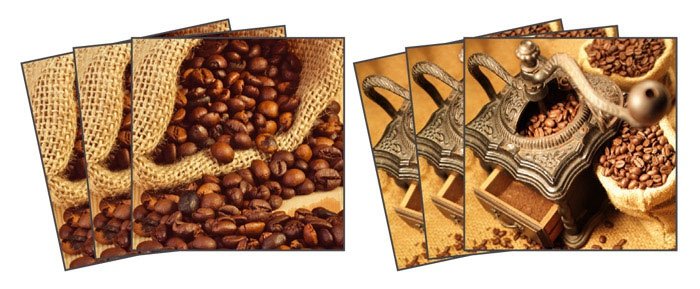 Samolepicí dekorace na kachličky hnědá zrnka kávy TI-007 / Coffee nálepky na kachličky (15 x 15 cm) Dimex