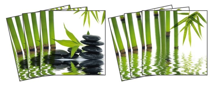 Samolepicí dekorace na kachličky zelený bambus, oblázky TI-012 / Zen nálepky na kachličky (15 x 15 cm) Dimex