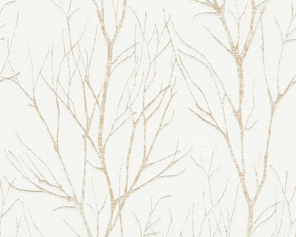 Vliesová tapeta 372603 větve, béžovo-krémová, zlatá / Vliesové tapety na zeď 37260-3 Blooming (0,53 x 10,05 m) A.S.Création