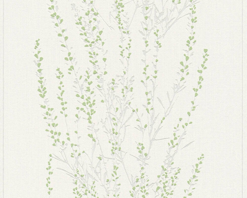 Vliesová tapeta 372672 větve, zelená, stříbrná / Vliesové tapety na zeď 37267-2 Blooming (0,53 x 10,05 m) A.S.Création