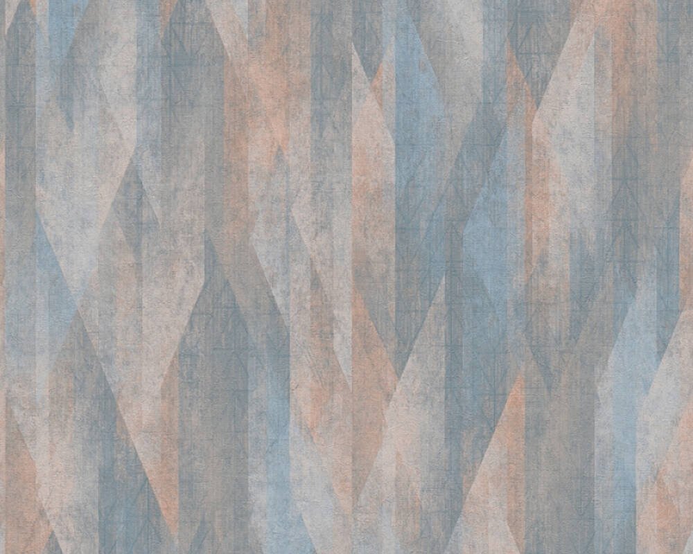 Vliesová tapeta grafická, geometrická oranžová, modrá 4002391041 (0,53 x 10,05 m) A.S.Création