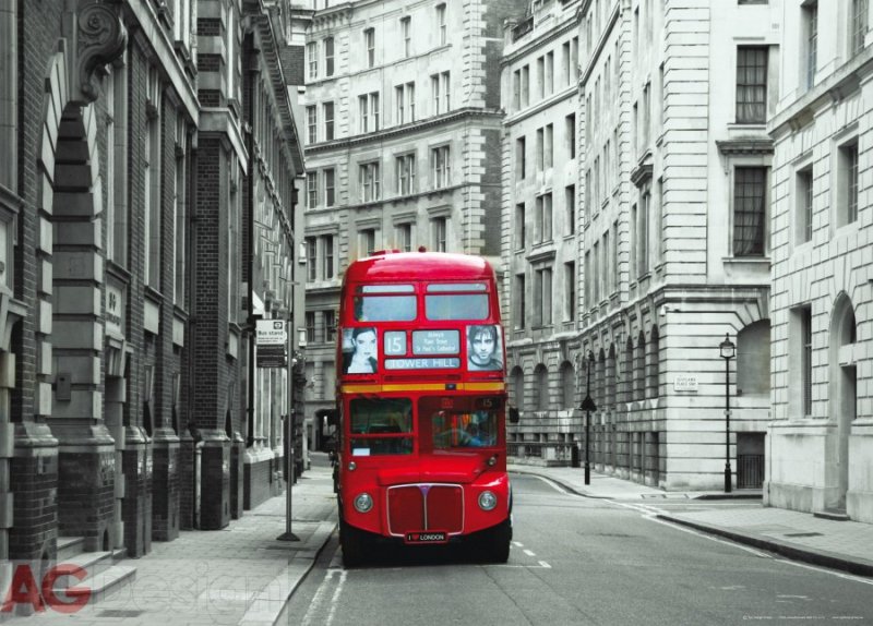 Vliesová fototapeta červený autobus, Londýn FTNM-2614 / Fototapety na zeď London Bus (160 x 110 cm) AG Design