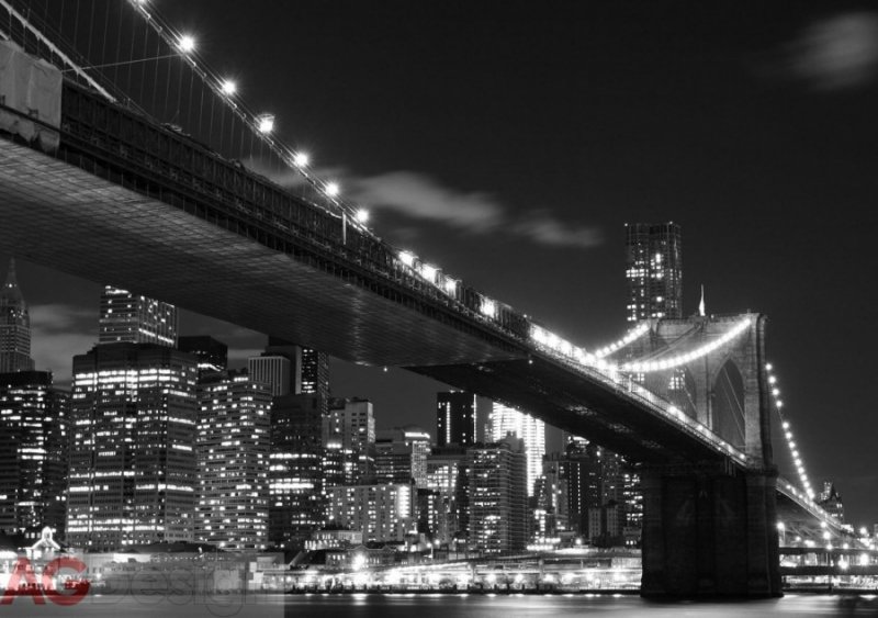 Papírová fototapeta Brooklynský most, New York FTS1305 / Papírové fototapety 4 dílné na zeď Bridge in Brooklyn FT1305 AG Design (360 x 254 cm)
