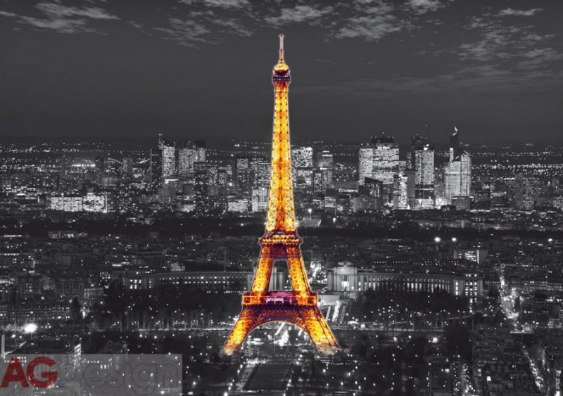 Papírová fototapeta Paříž, Eiffelova věž FTS1316 / Papírové fototapety 4 dílné na zeď FT1316 AG Design (360 x 254 cm)