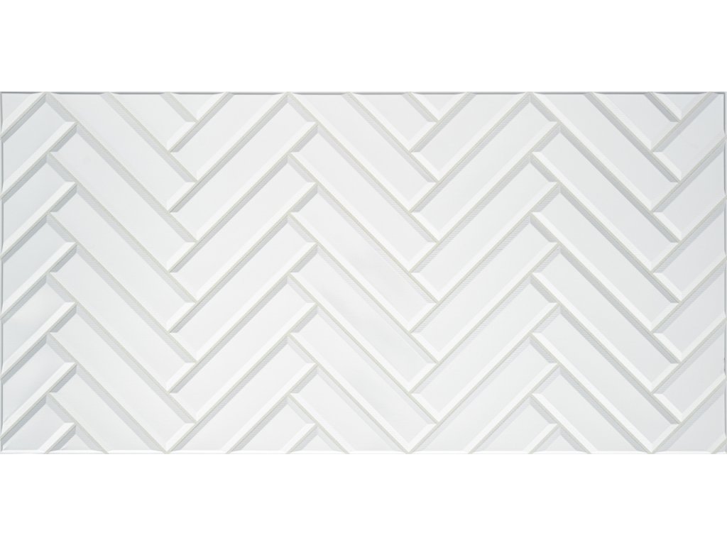 3D obkladový panel na zeď P020 chevron bílý 96 x 48,5 cm / 3D stěnové obkladové panely PVC Regul