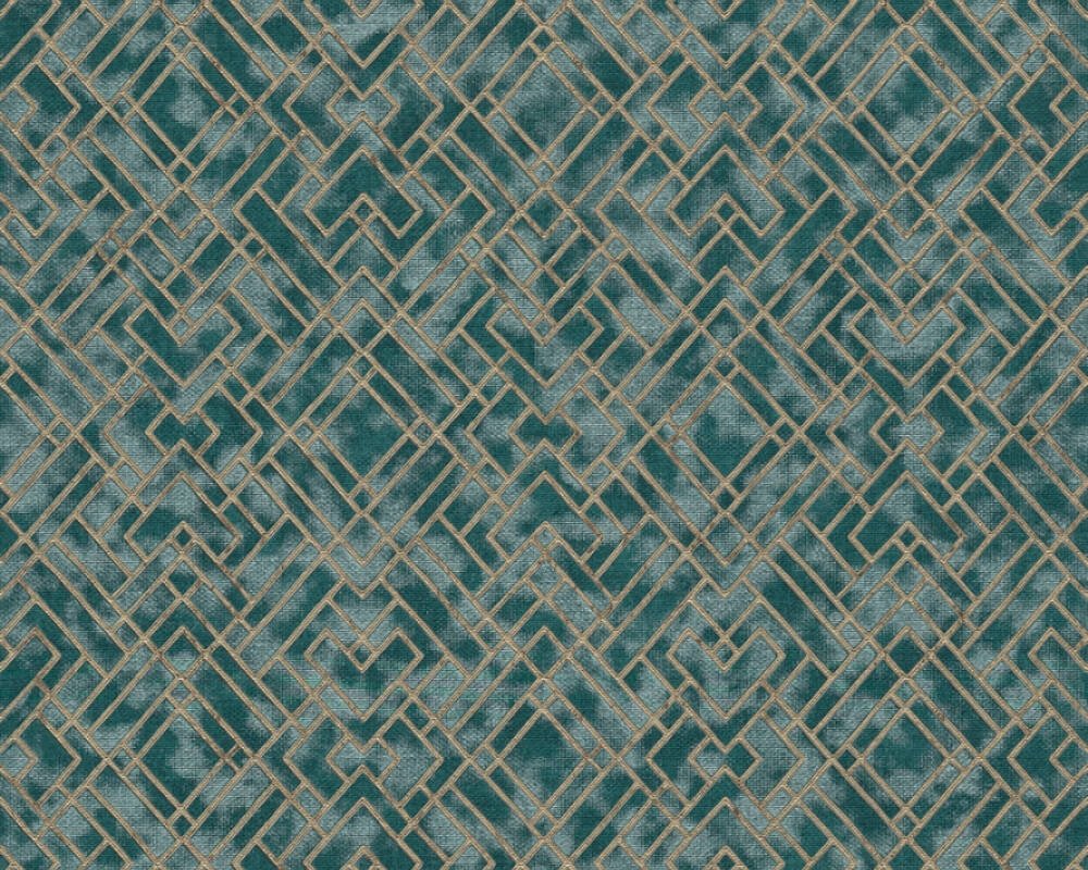 Vliesová 3D tapeta geometrická zelená, zlatá 4002388285 (0,53 x 10,05 m) A.S.Création