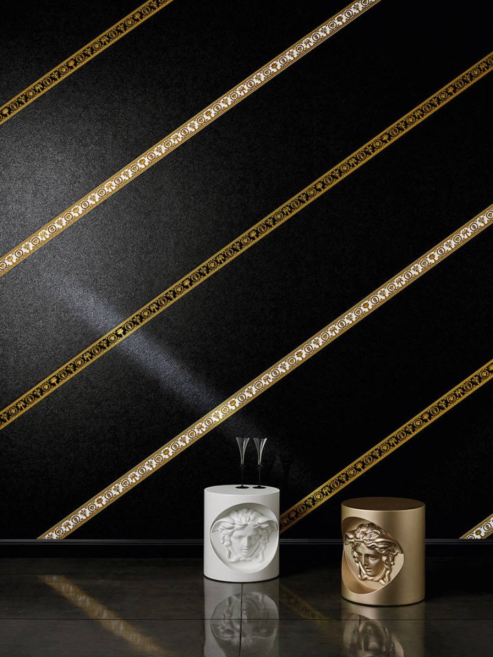 Luxusní vliesová bordura tapeta 34305-1 černá, zlatá / Bordury tapety na zeď 343051 Versace 3 (0,09 x 5 m) A.S.Création