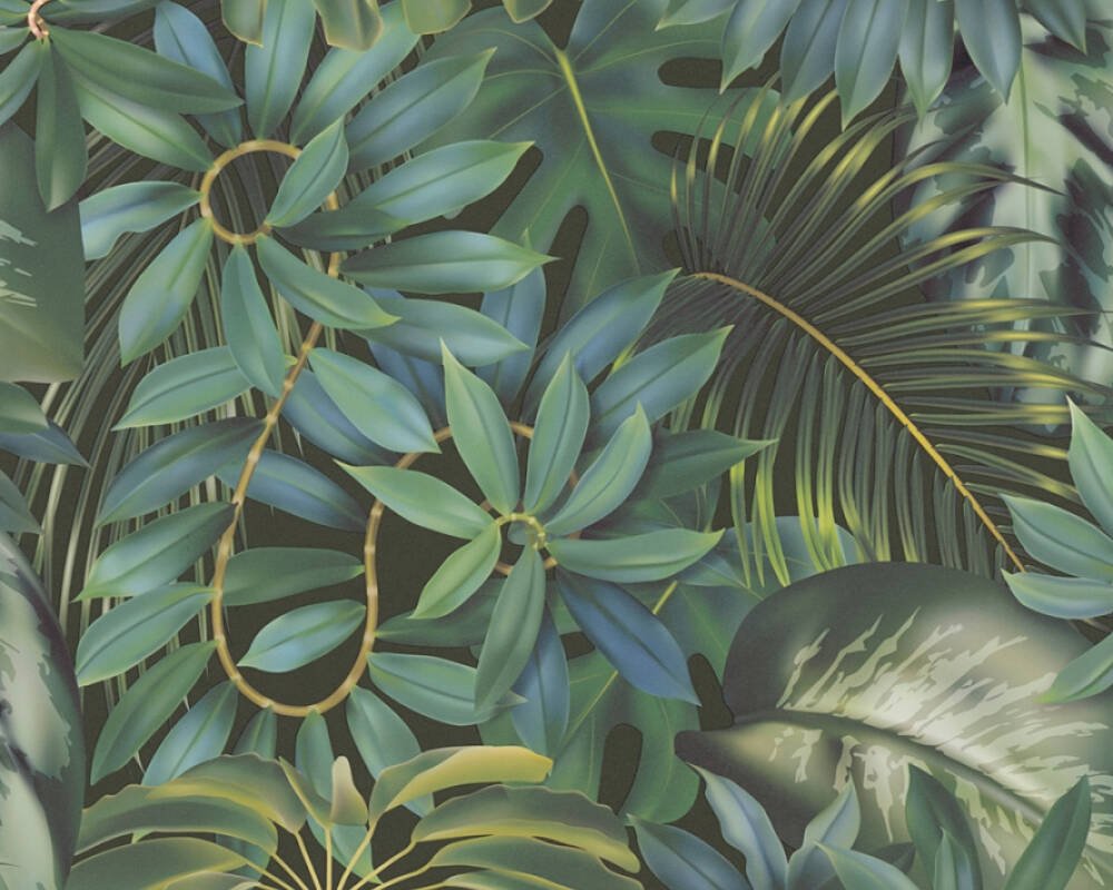Vliesová tapeta černá, zelená, fíkus, palmy, džungle 387202 / Tapety na zeď 38720-2 PintWalls (0,53 x 10,05 m) A.S.Création