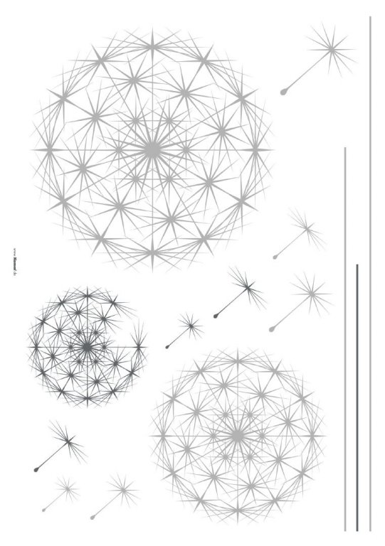 Samolepicí dekorace na zeď s metalickým efektem 17713 / Dekorační nálepky Dandelion Freestyle (70 x 100 cm) Komar