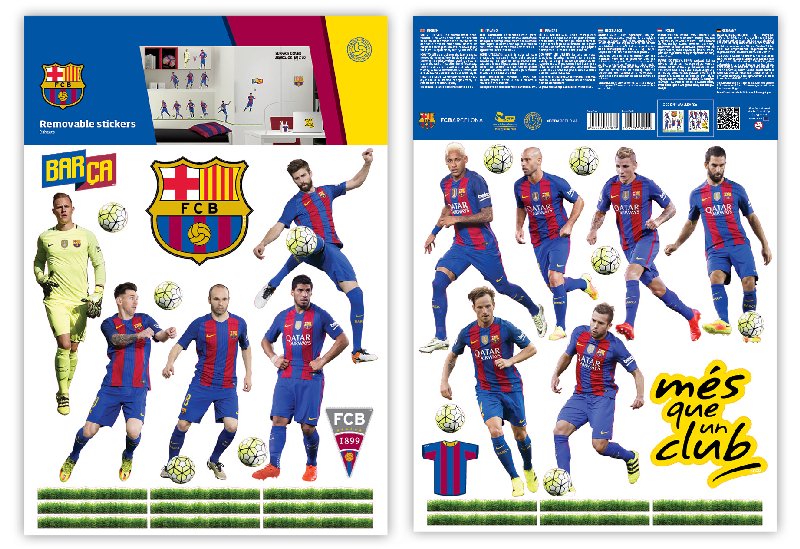 Samolepicí dekorace na stěnu fotbal FC Barcelona team BAR35 / Samolepky na zeď IMAGICOM (29,7 x 42 cm)