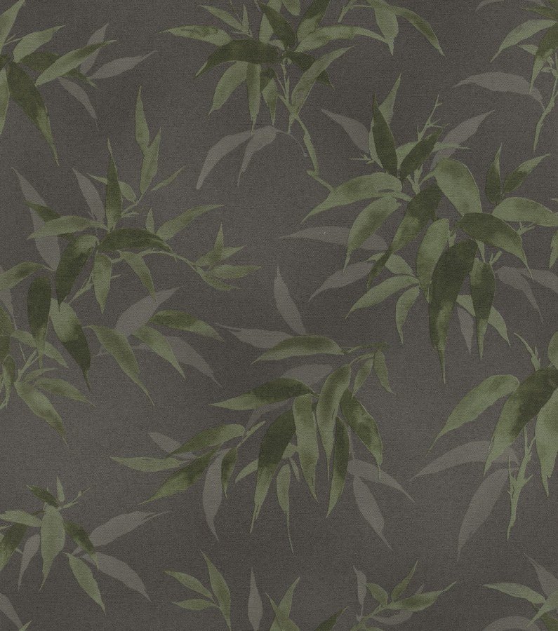 Vliesová tapeta zelená, šedá, listy 409772 / Vliesové tapety na zeď Kimono (0,53 x 10,05 m) Rasch