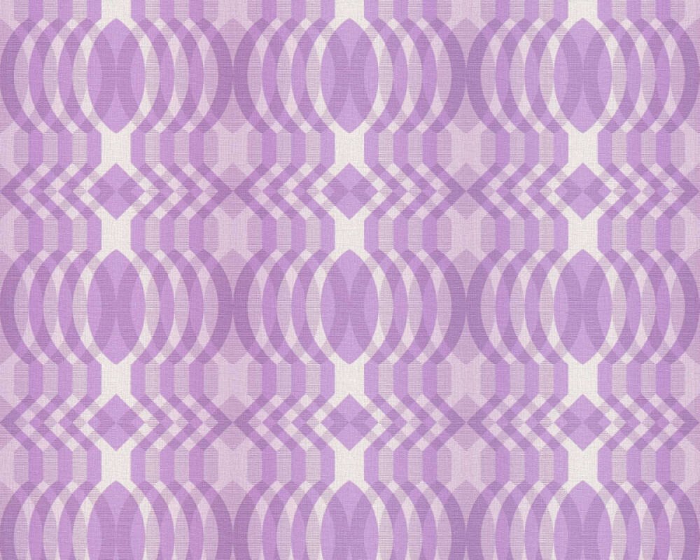 Vliesová tapeta retro, geometrická - fialová, bílá 395343 / Tapety na zeď 39534-3 retro Chic (0,53 x 10,05 m) A.S.Création